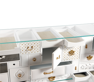 Luxury Black Sideboard Cabinet with Geometric Design & Hidden Storage