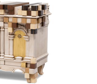 Luxury Mirrored Sideboard Buffet Cabinet with Gold Accents & Modern Storage