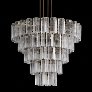 Old Hollywood Tiered Reeded Glass Round Chandelier