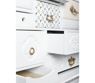 Luxury Black Sideboard Cabinet with Geometric Design & Hidden Storage