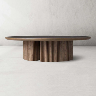 Astor Round Marble Top Coffee Table (Reeded Oak Base)