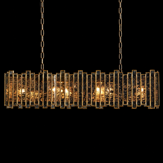 Moroccan-Inspired Antiqued Mirrored Glass Rectangular Chandelier
