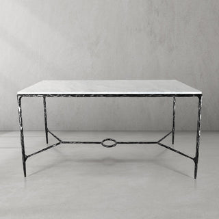 Hand-Forged Metal Rectangle Marble Desk