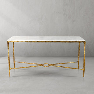 Hand-Forged Metal Rectangle Marble Console Table 60" 72"