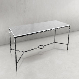 Hand-Forged Metal Rectangle Marble Desk