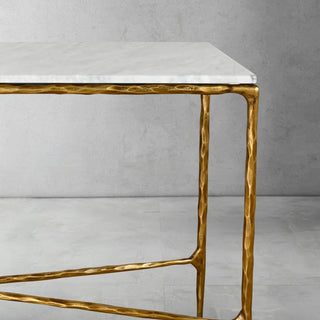 Hand-Forged Metal Rectangle Marble Console Table 60" 72"