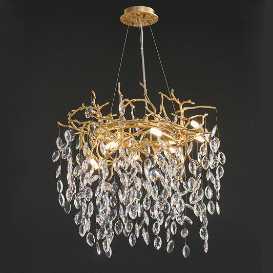 24-40 Inch Round Chandelier Gold Tree Branch Chandelier for Bedroom