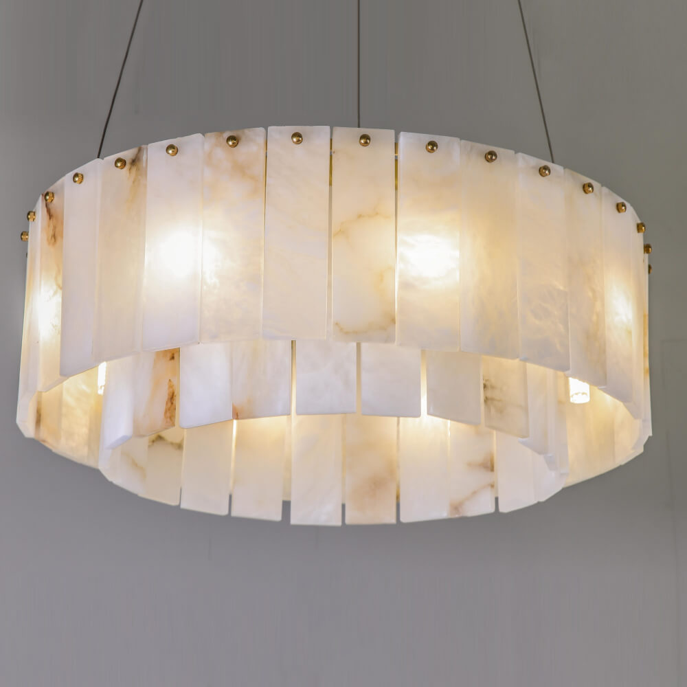 23''/ 32''/ 40'' Round Two-tier Alabaster Chandelier Lighting