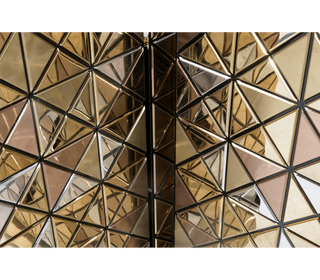Luxury Anodized Metal Sideboard Cabinet with Pixel-Inspired Design & Hidden Storage