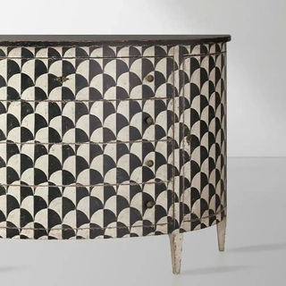 Modern Geometric Accent Cabinet with Drawers – Solid Wood Poplar Storage Cabinet