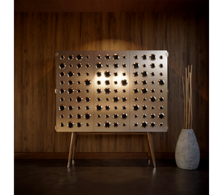 Luxury Walnut Bar Cabinet with Brass Accents & Hidden Storage