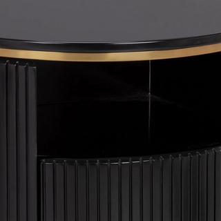 Modern Gold Base Wood Nightstand – Luxury Closed Bedside Table with Storage Drawer