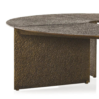 Bowie Coffee Table: Hammered Aluminum/Bronze Industrial Round Coffee Table
