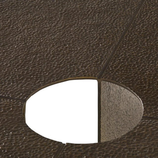 Bowie Coffee Table: Hammered Aluminum/Bronze Industrial Round Coffee Table