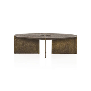 Bowie Coffee Table: Hammered Aluminum/Bronze Industrial Round Coffee Table