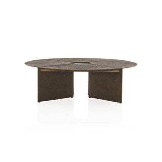 Bowie Coffee Table: Hammered Aluminum/Bronze Industrial Round Coffee Table