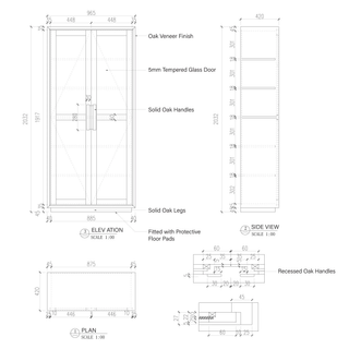 Willow Wood Tall Display Storage Cabinets Clean-Line Design