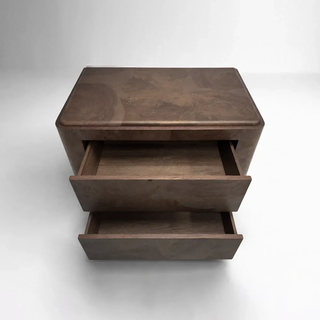 Artisan Mosaic Solid Wood Nightstand – Luxury Closed Bedside Cabinet with Storage