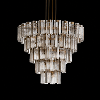 Old Hollywood Tiered Reeded Glass Round Chandelier