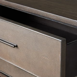 Malone Solid Wood Nightstand | Leather Inset Bedroom Storage Chest
