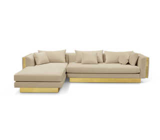 Luxury Modular Sofa with Karst-Inspired Sculptural Design & Polished Brass Frame