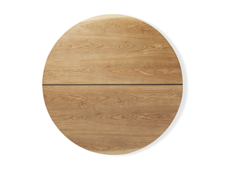 Mihaela Oak Round Dining Table (Wine Barrel Finish)