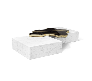 Luxury Black & White Coffee Table with Sculptural Design & High Gloss Finish