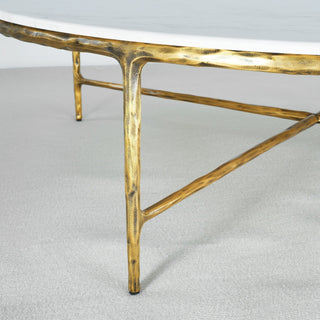 Hand-Forged Metal Marble Round Coffee Table 36" 55"