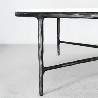 Hand-Forged Metal Marble Round Coffee Table 36" 55"