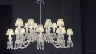 16 Lights Replica Ellipse Baccarat Crystal Lighting Dining Room Chandelier with Lampshades