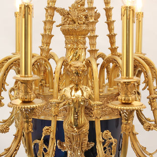 40X51 Inch 15 Lights Baroque Style Cast Copper Angles Antique French Empire Brass Chandelier