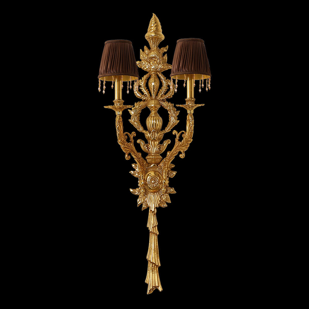 42 Inch Height 2 Lights European Style Brass Wall Sconce