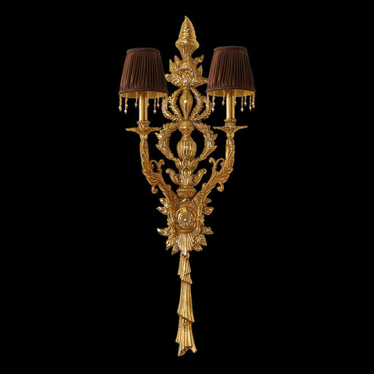 42 Inch Height 2 Lights European Style Brass Wall Sconce