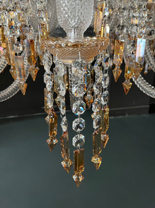 Customize Zenith Chandelier Clear & Amber Baccarat Crystal Lighting 12 Lights
