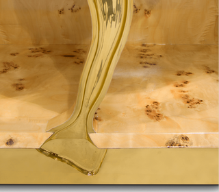 Luxury Black Gold Sideboard Cabinet with Sculptural Cracked Design