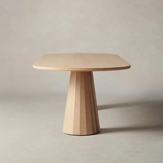 Brank Oval Dining Table (Faceted Cone Base, Beveled Edge): Modern Design-Style Dining Room Meal Table