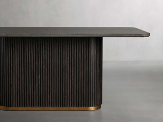 Finley Dining Table: Modern Minimalist Stone Top Column Base Dining Table
