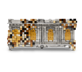 Luxury Mirrored Sideboard Buffet Cabinet with Gold Accents & Modern Storage