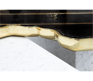 Luxury Black & White Coffee Table with Sculptural Design & High Gloss Finish
