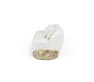 Luxury Sculptural Sofa with Polished Hammered Brass Base & Organic Curved Design