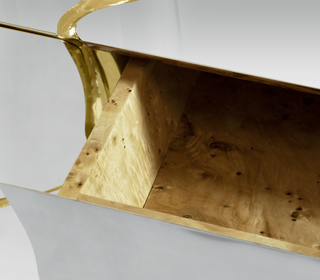 Luxury Black Gold Sideboard Cabinet with Sculptural Cracked Design