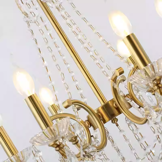 8 Lights Candle Style Brass Chandelier Gold Bedroom Crystal Chandelier