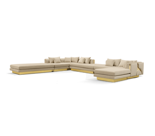 Luxury Modular Sofa with Karst-Inspired Sculptural Design & Polished Brass Frame