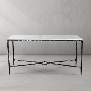 Hand-Forged Metal Rectangle Marble Console Table 60" 72"