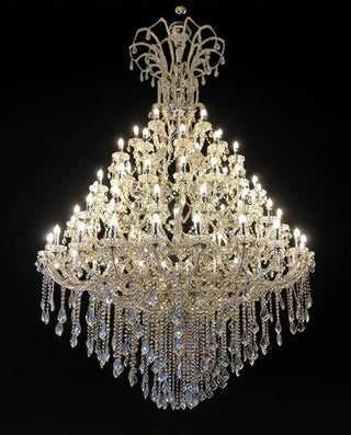 72X98 Inch Big Crystal Chandelier 5 Tiers Candle Style Chrome Chandelier for Event Hall