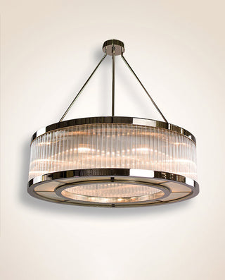 Polished Chrome Rigadine Glass & Frosted Glass Chandelier 40"W 12"H