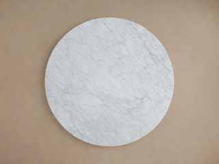 Saint Germain Carrara Marble Top Round Dining Table with Wood Rennes Base: Modern Luxury Dining Room Leisure & Gathering Round Dining Table