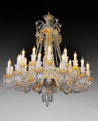Duplicated 24 Lights Clear & Amber Baccarat Crystal Lighting Chandelier