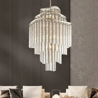 Huge Post-modern Hollow Glass Tube Tassel Chandelier for Living Room/Foyer/Villa/Stairs