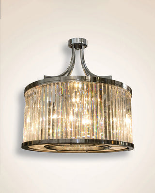 Satin Nickel Clear Crystal & Frosted Acrylic Modern Chandelier  32"W 16"H